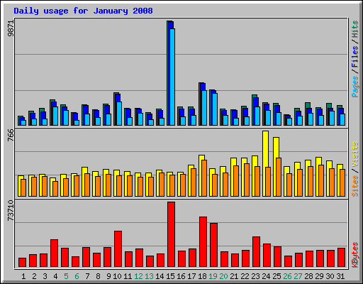 Daily usage for January 2008