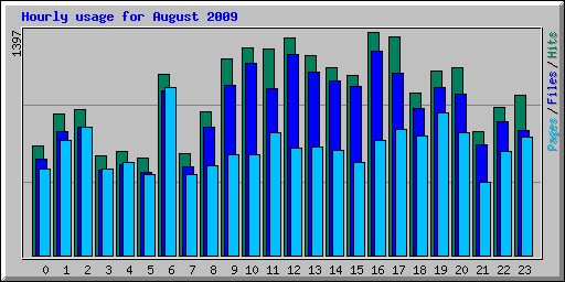 Hourly usage for August 2009